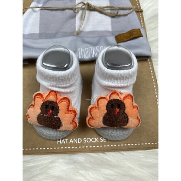 NEW Lila And Jack My First Thanksgiving Hat Sock Set Size 0-6 Months - Picture 3 of 6